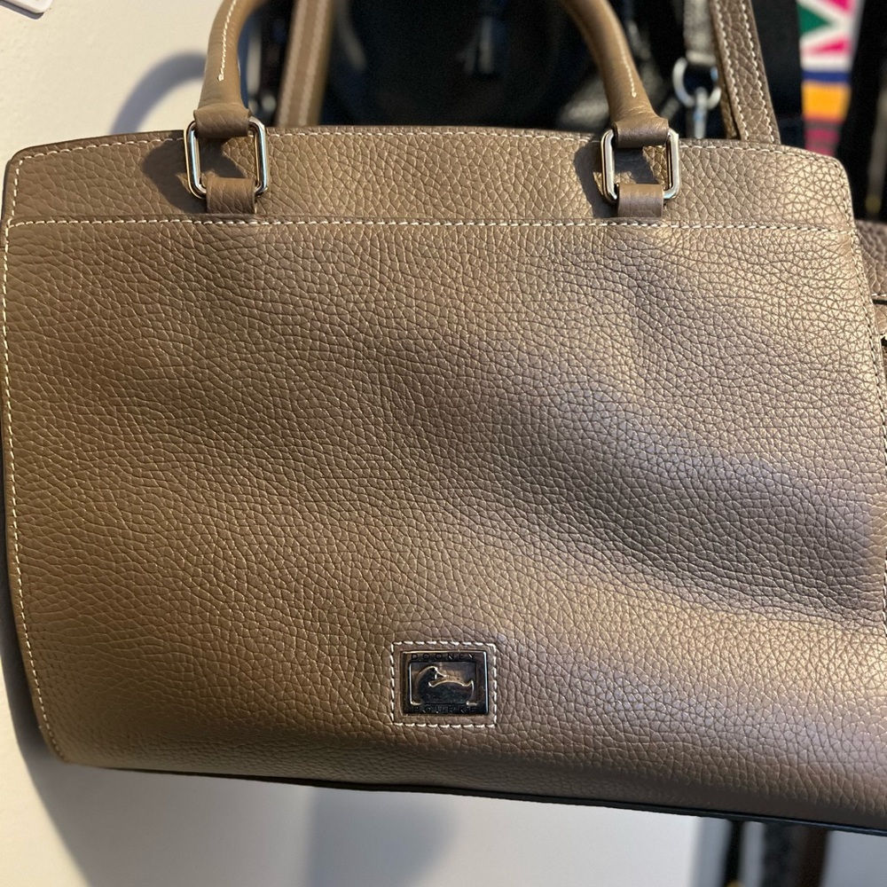 Dooney & Bourke Brown Leather Satchel with cross body strap